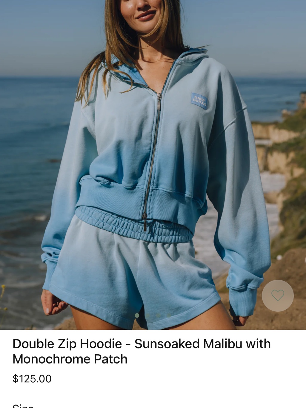 Sunsoaked Malibu Double Zip Hoodie & Super Shorts Set - Light Blue